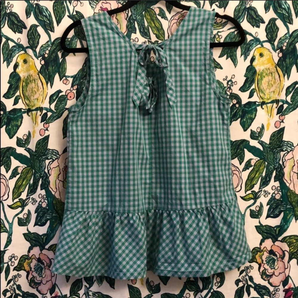 J.Crew Sleeveless Gingham Peplum Shirt - Picture 3 of 6